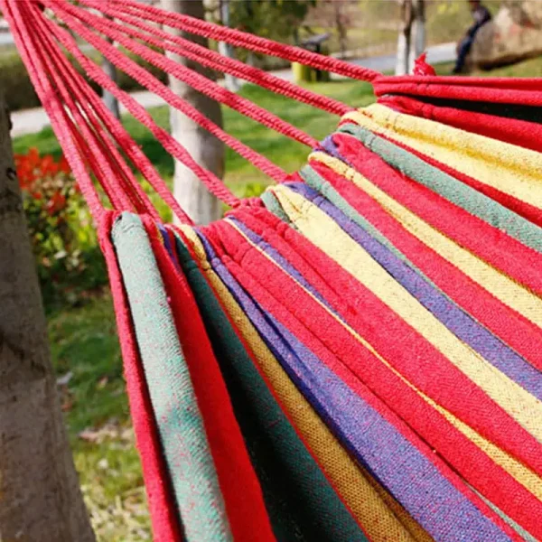 Single Wide Thick Canvas Hammock Outdoor Camping Backpackaging Leisure Swing Portable Hanging Bed Sleeping Swing Hammock - Image 3